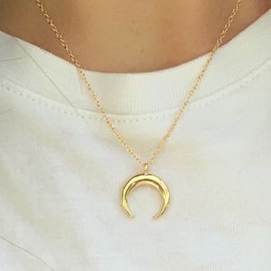 Gold filled half crescent moon necklace